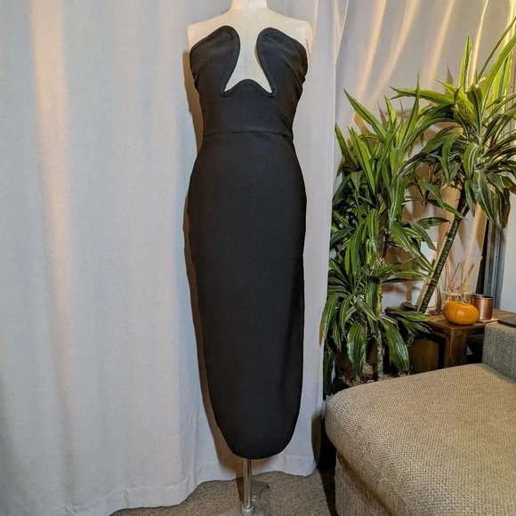 Karen Millen Black Corset Midi Dress Bandage Small - Picture 2 of 9